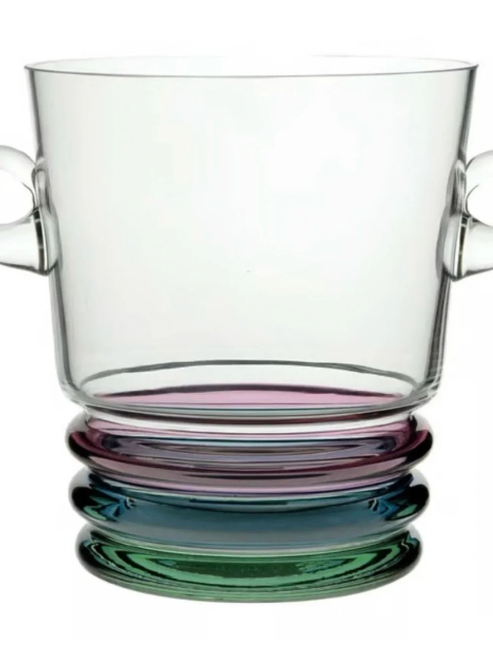 Block Crystal Carnival Pattern Ice Bucket 7” With Handles Art Deco